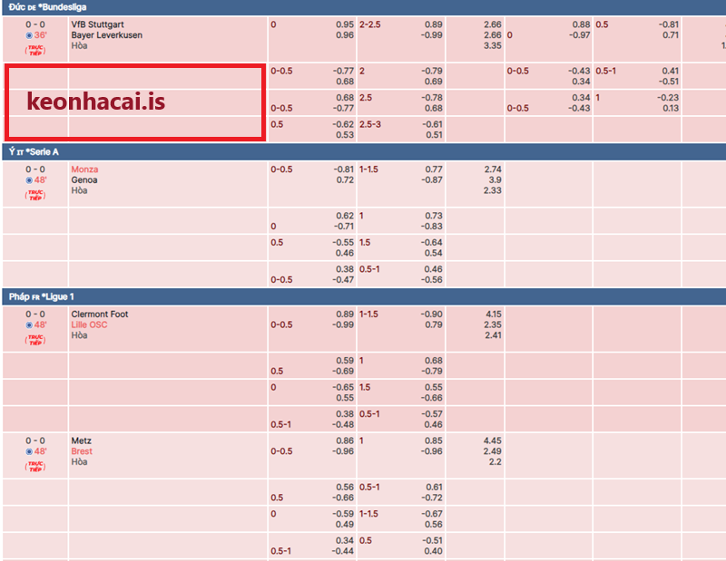 Các loại kèo phổ biến